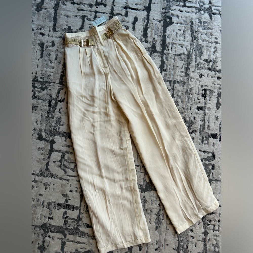 NWT Vtg Caché Trousers Creme Womens 8